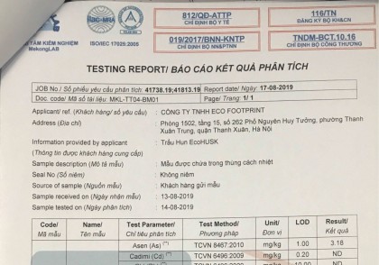 Báo Cáo Kết Quả Phân Tích Trấu Hun EcoHUSK