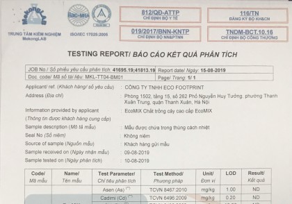 Báo Cáo Kết Quả Phân Tích Chất Trồng Cây Cao Cấp EcoMIX