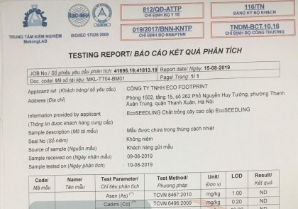 Báo Cáo Kết Quả Phân Tích Chất Trồng Cây Cao Cấp EcoSEEDLING